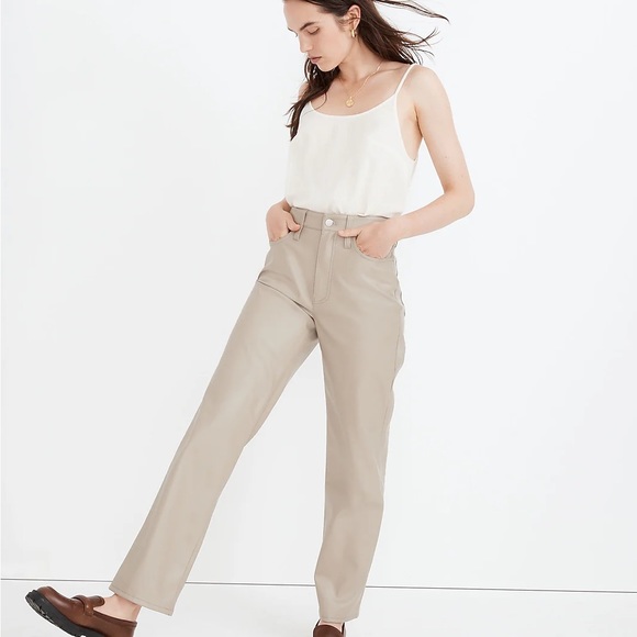 Madewell NWT Faux Leather Edition The Perfect Vintage Straight Jean (Pumice, 28) - Picture 1 of 3